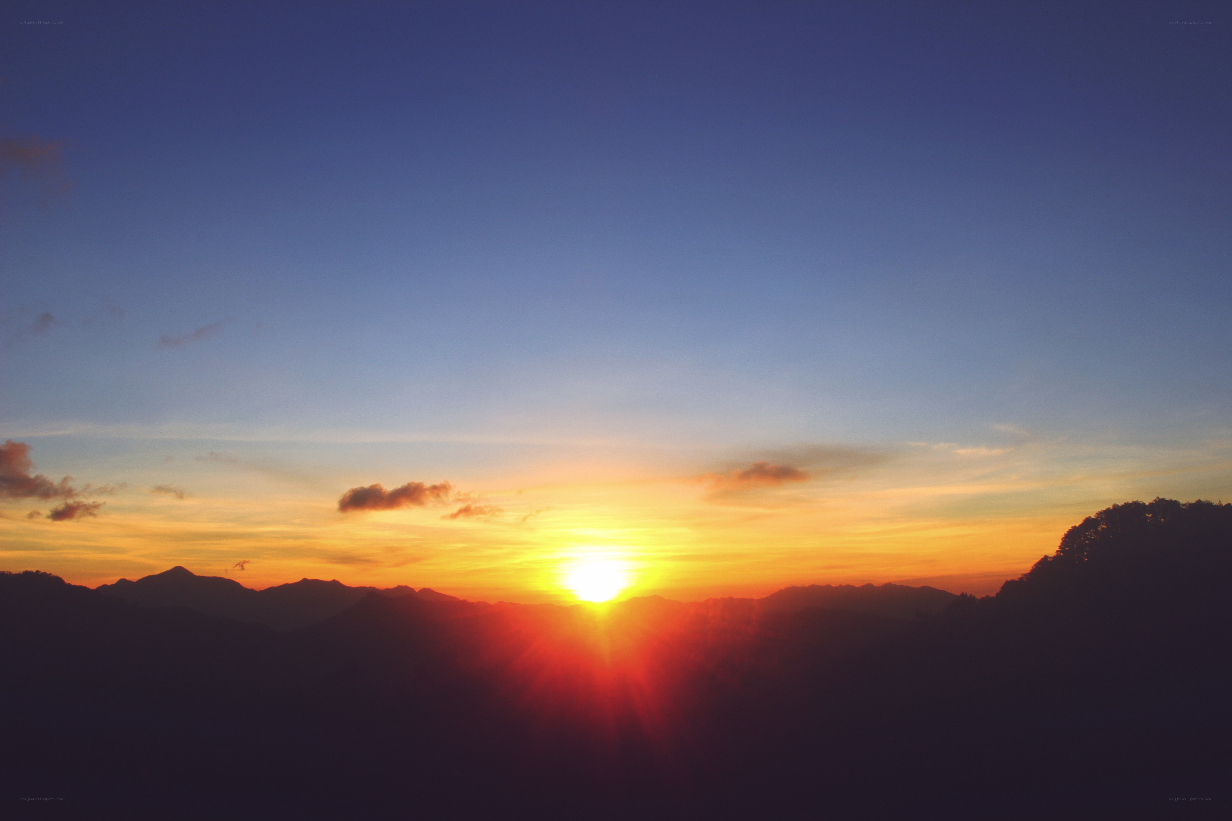 Sunset over mountain range