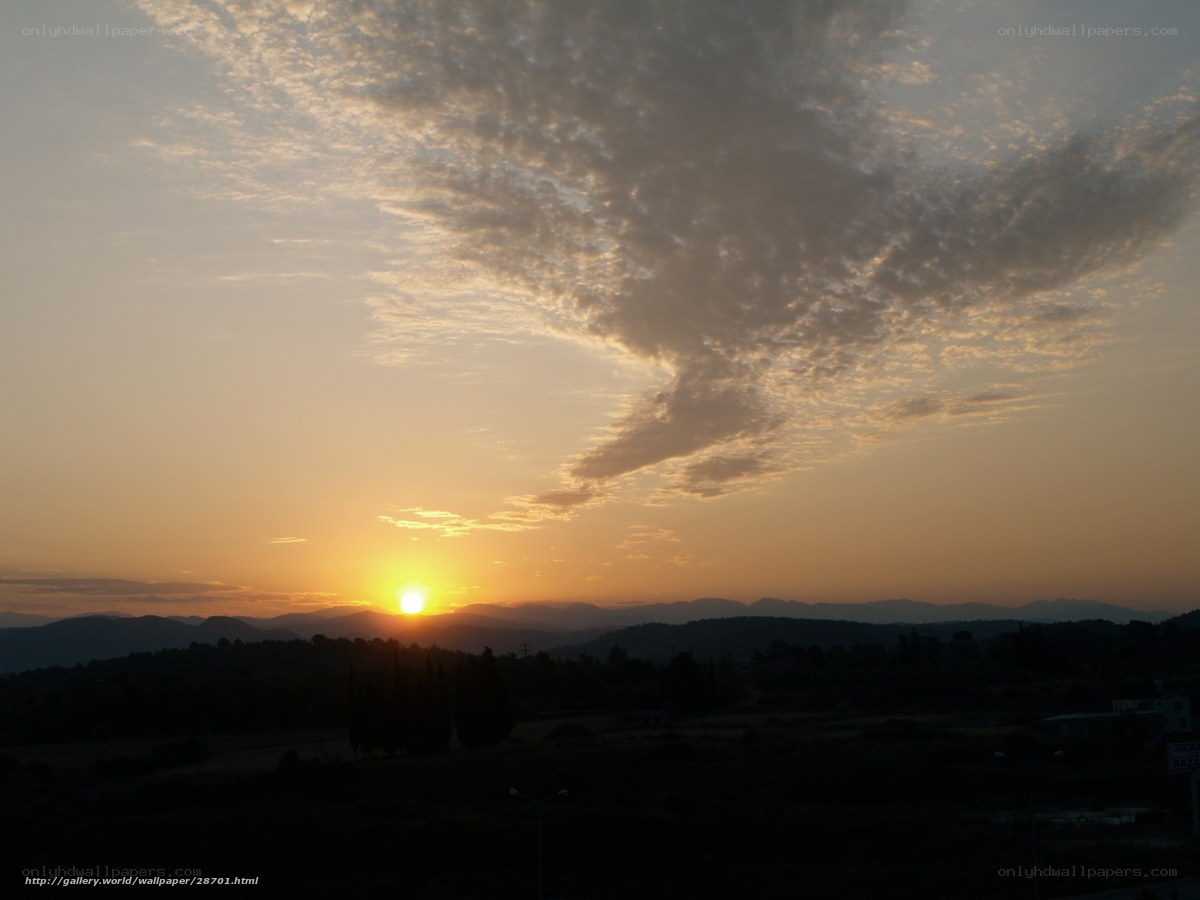 Sunset over mountain range
