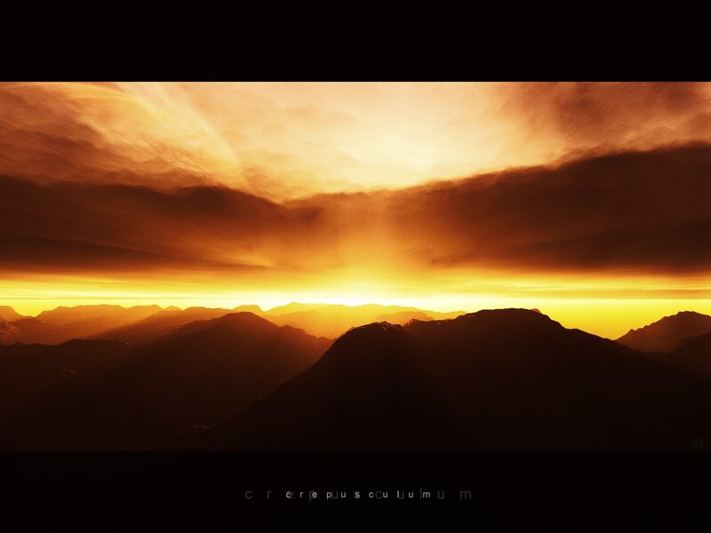 Sunset over mountain range