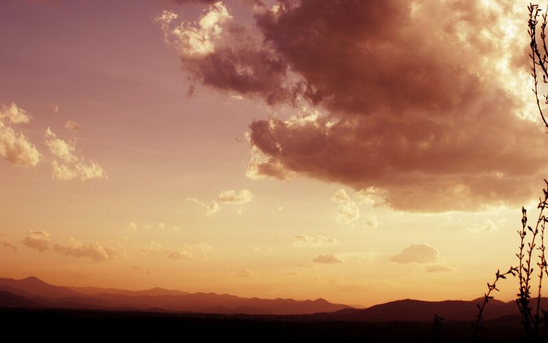 sunset over mountain range