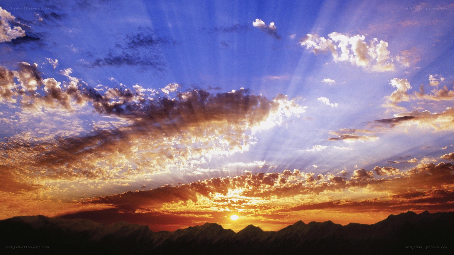Sunset over mountain range