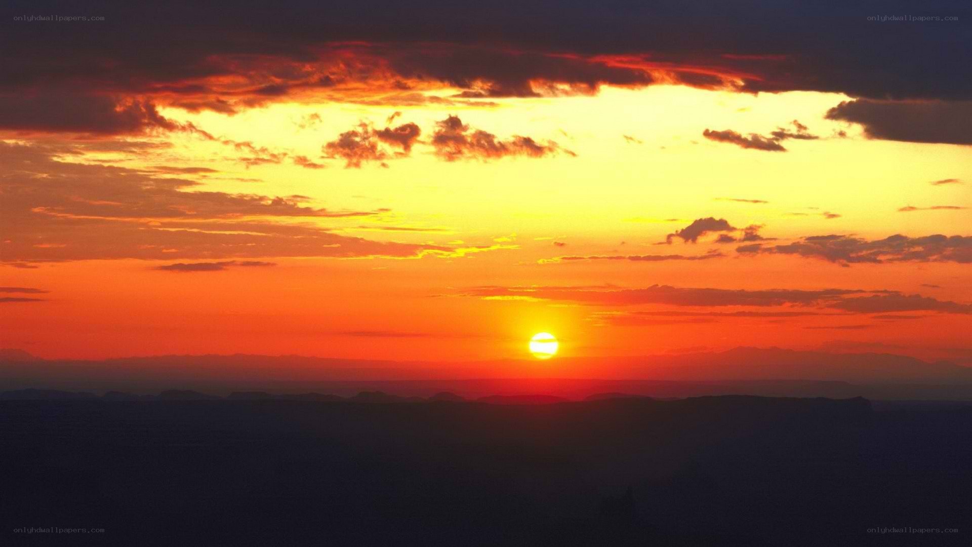 Sunset over mountain range