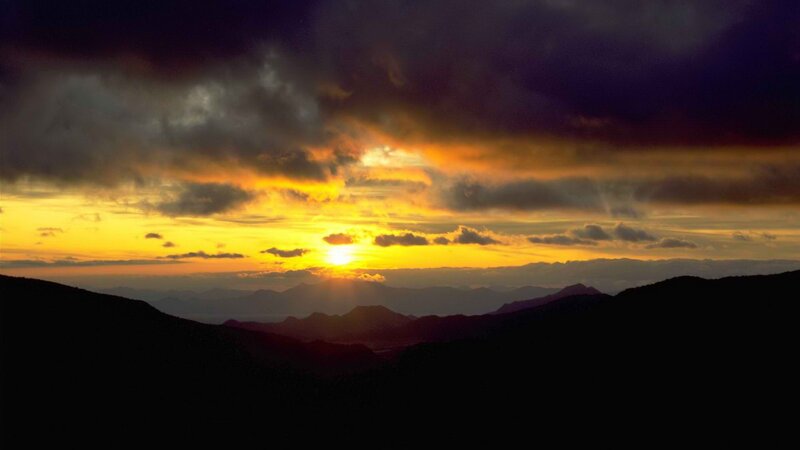 Sunset over mountain range
