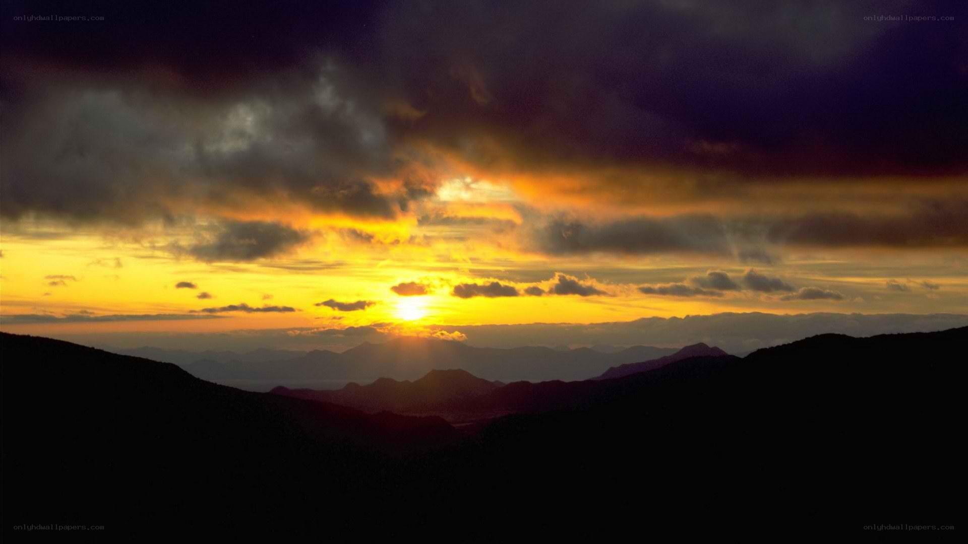 Sunset over mountain range