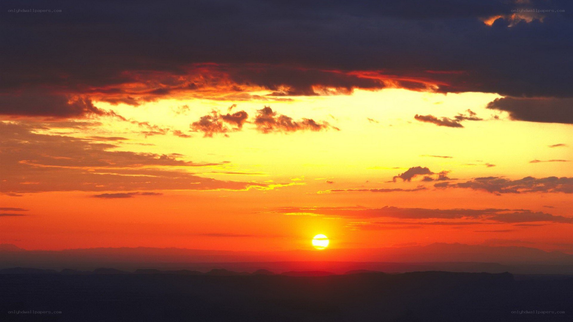 Sunset over mountain range