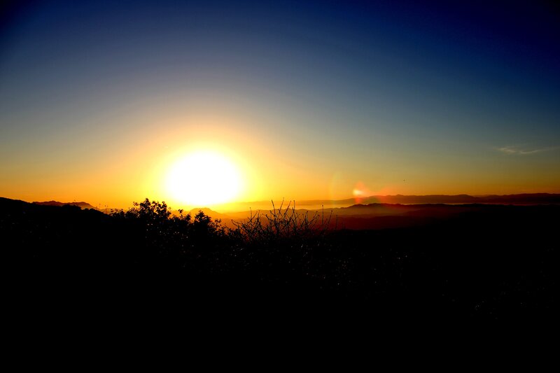Sunset over mountain range