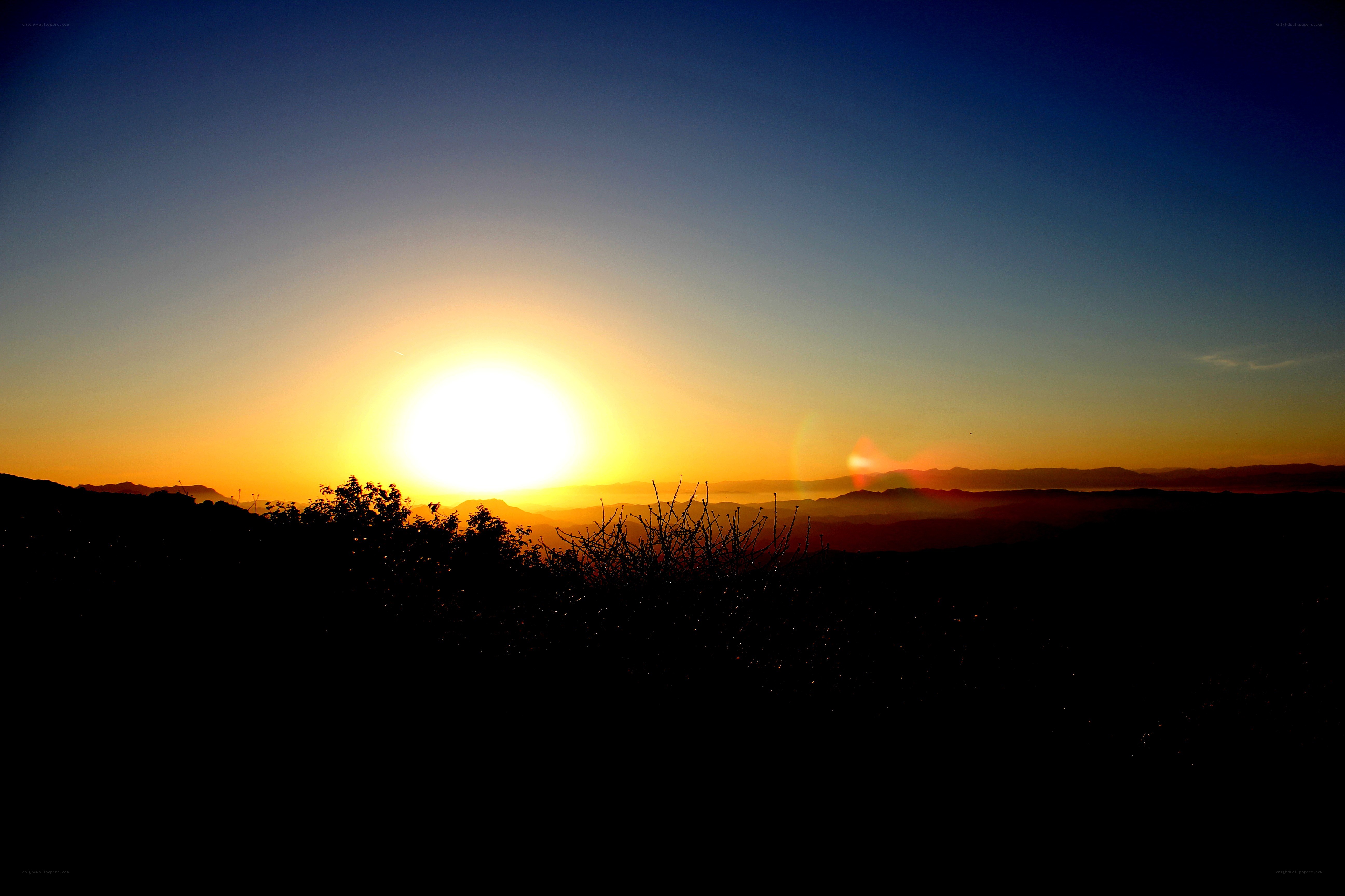Sunset over mountain range