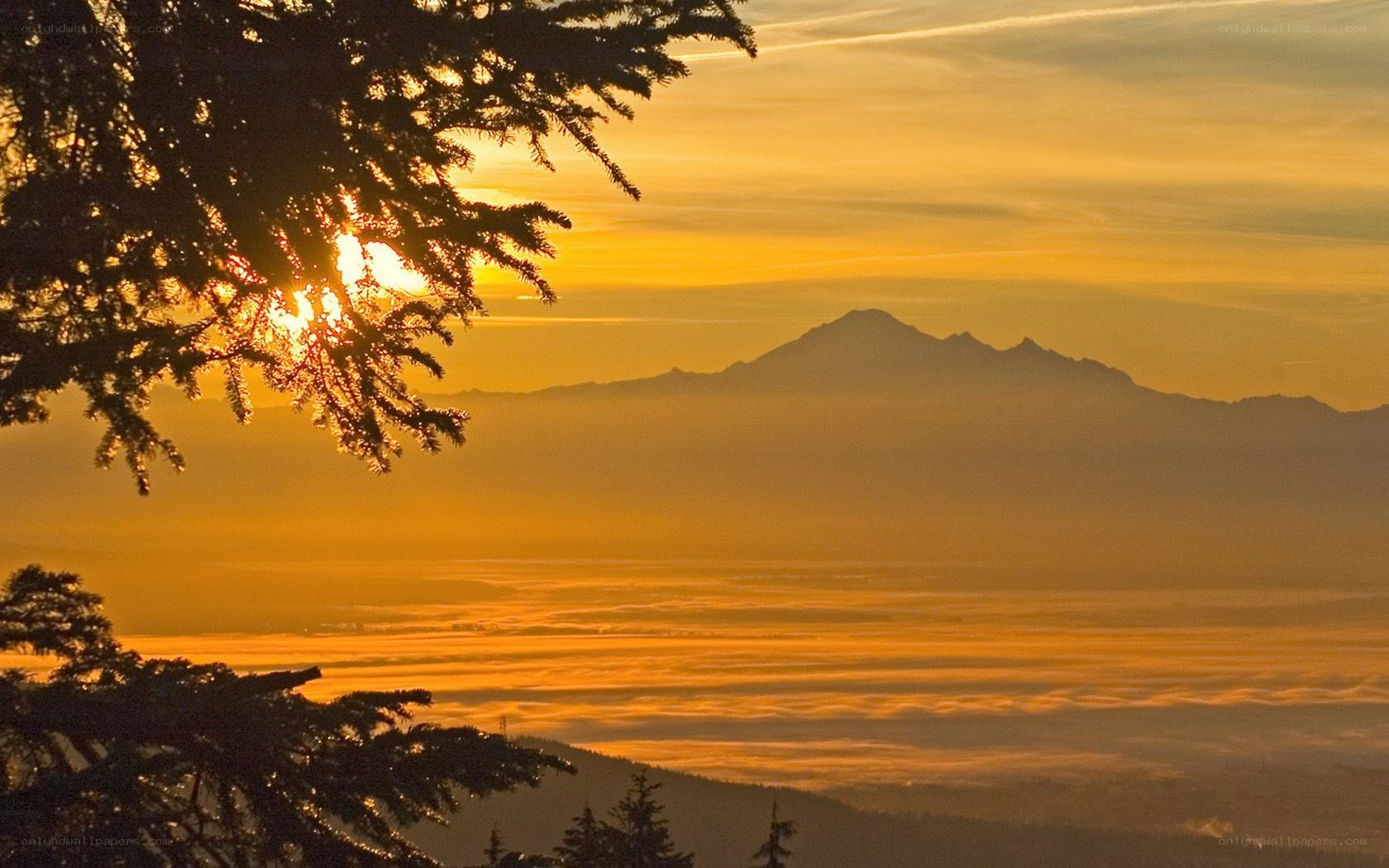 Sunset over mountain range