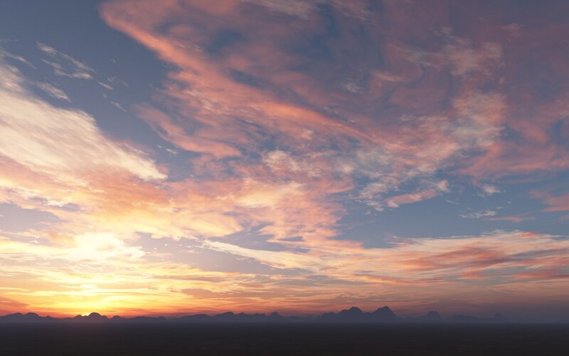 sunset over mountain range
