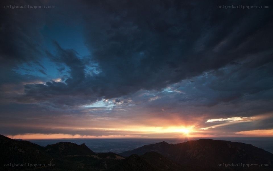 Sunset over mountain range