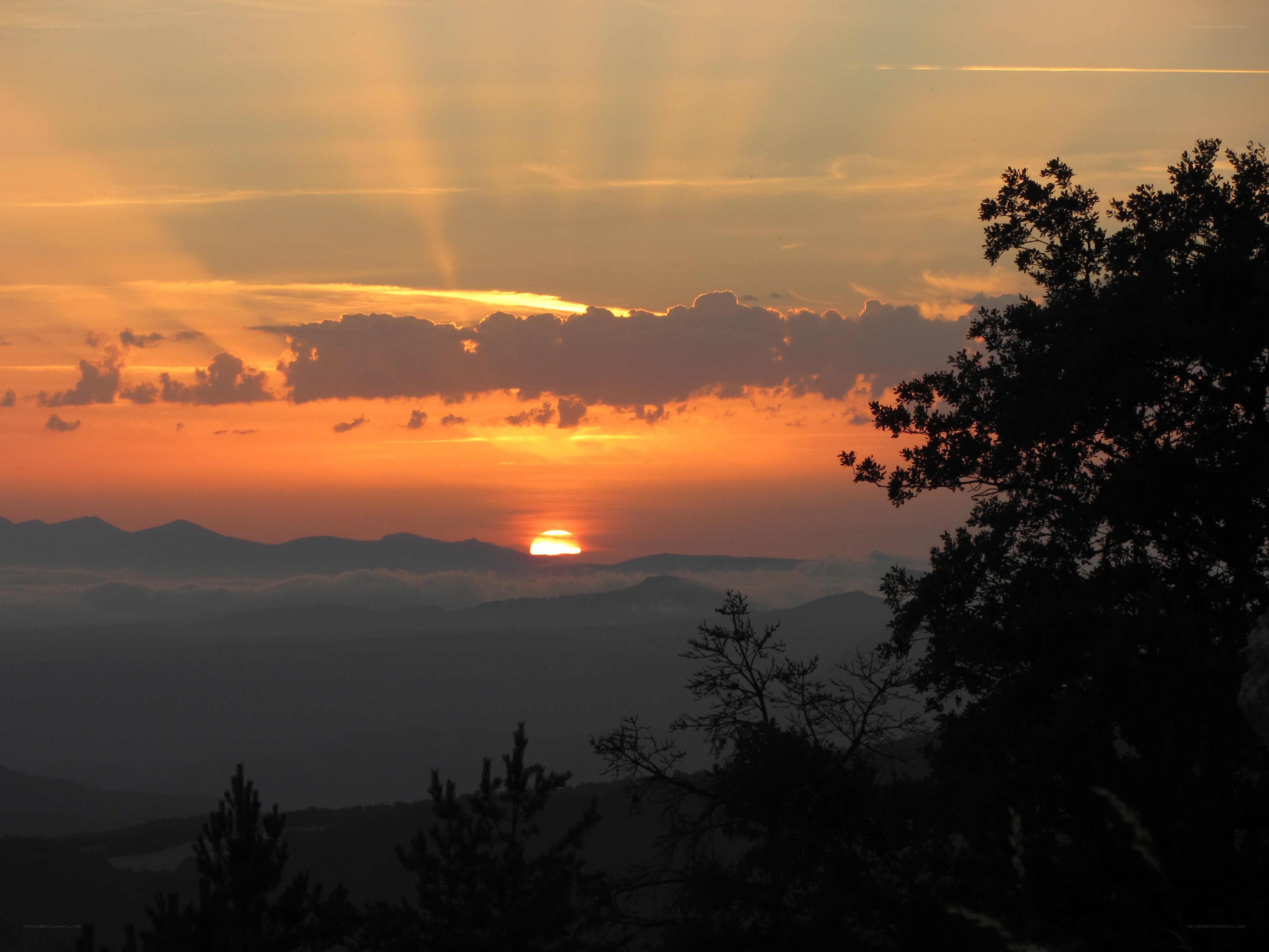 Sunset over mountain range