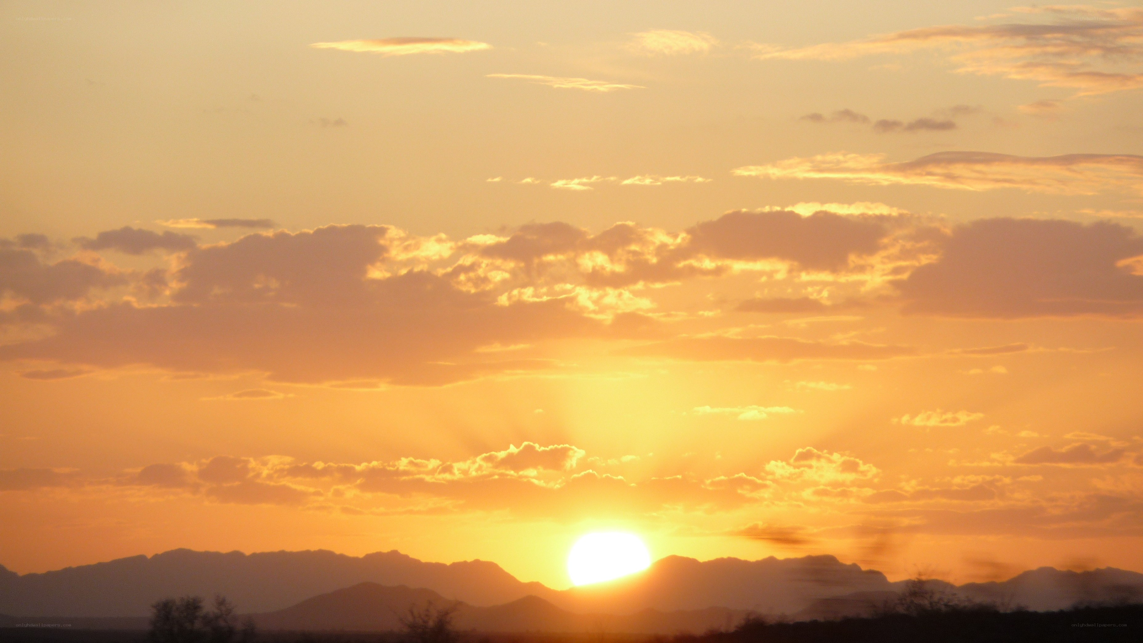 Sunset over mountain range