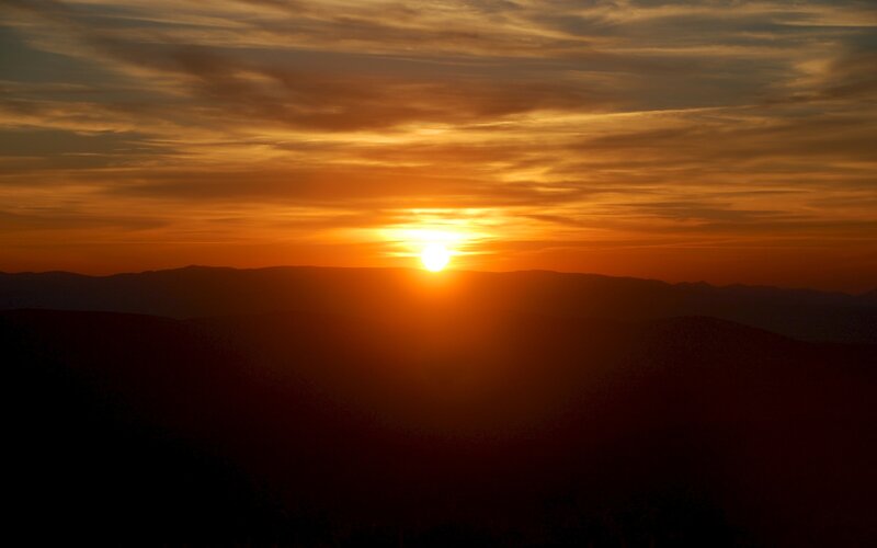 Sunset over mountain range