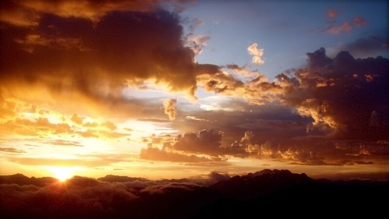 Sunset over Mountain Range — Orange, Dramatic, Photograph, Sun