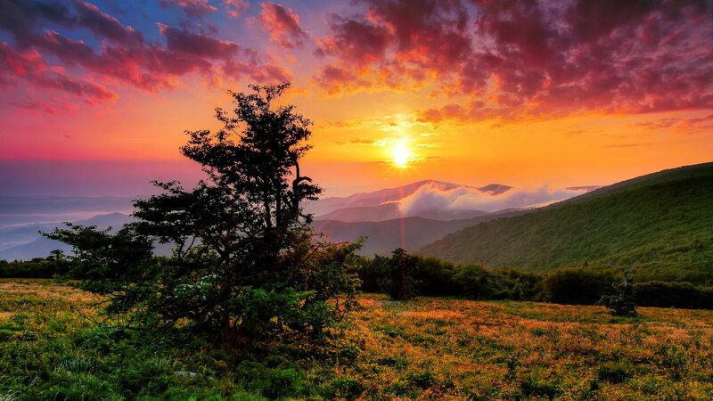 Sunset over Mountain Range — Orange