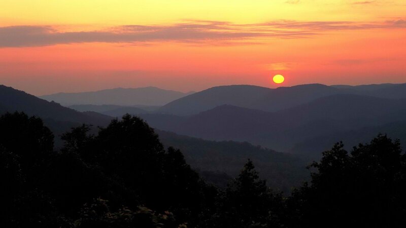 Sunset over mountain ranges