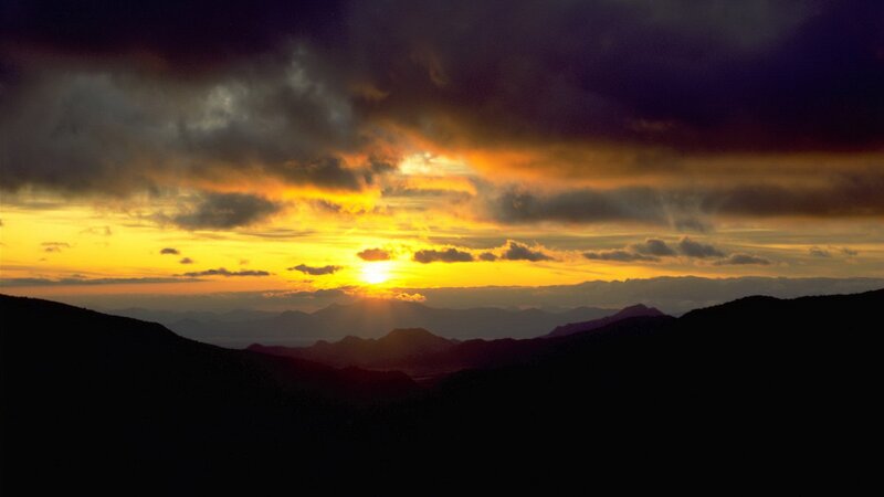 Sunset over mountain ranges