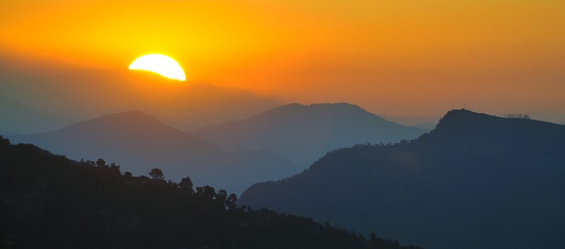 Sunset over mountain ranges