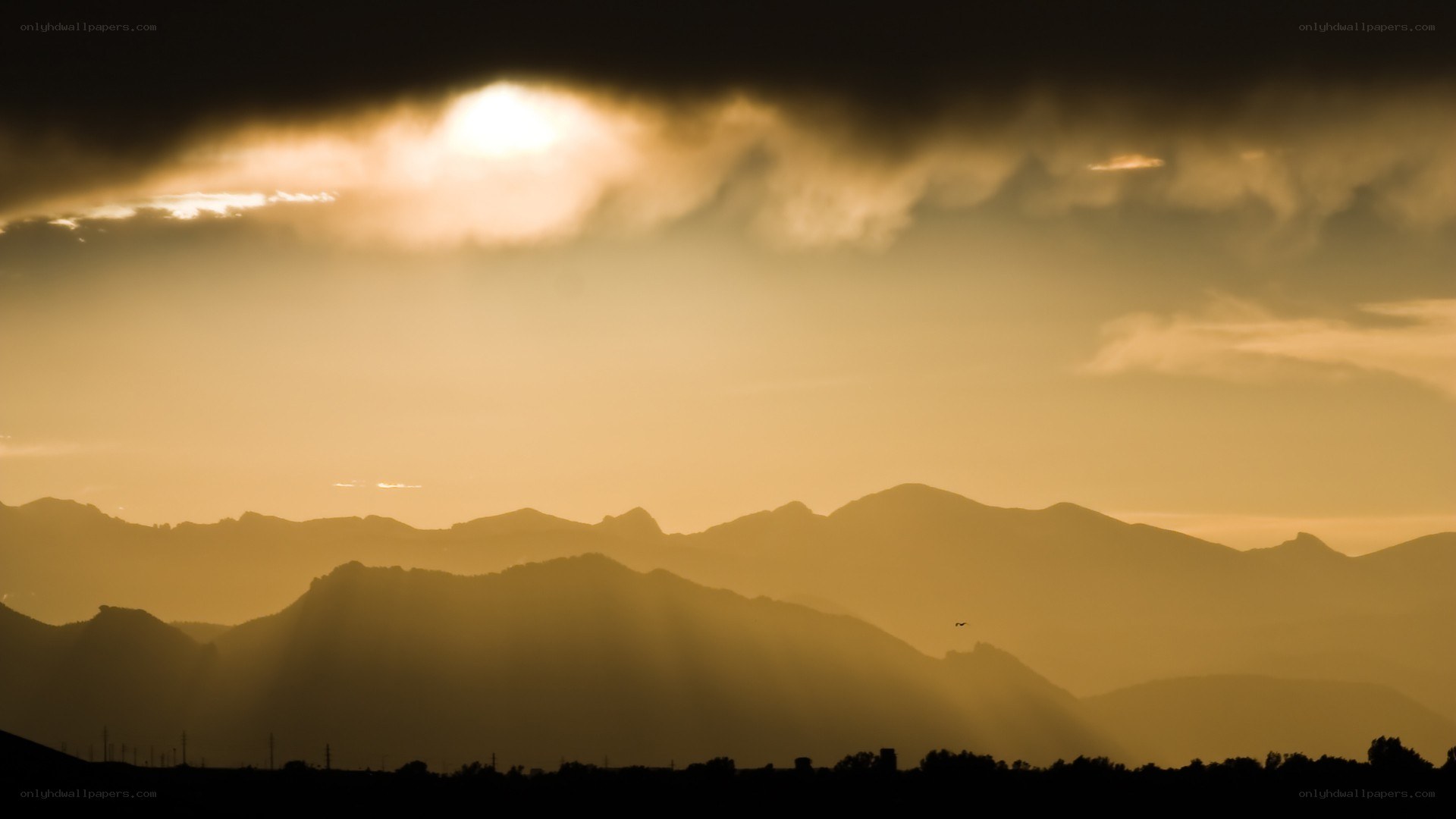 Sunset over mountain ranges
