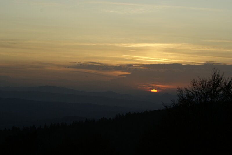 Sunset over mountain ranges