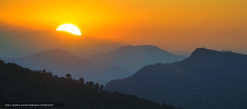 Sunset over mountain ranges