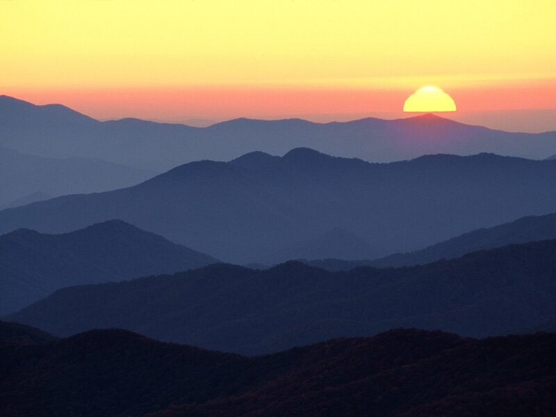 Sunset over Mountain Ranges — Yellow