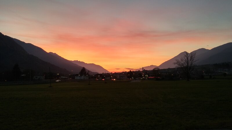 Sunset over Mountain Valley — Orange, Serene, Photograph