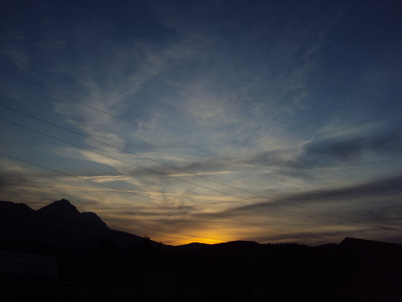 sunset over mountains