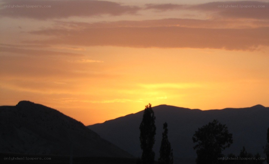 sunset over mountains