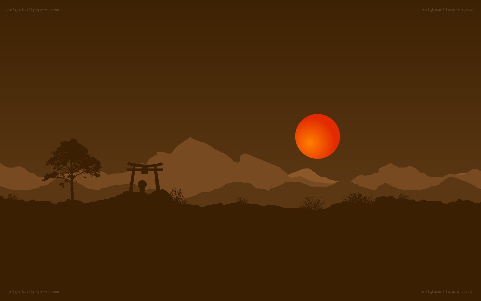 sunset over mountains