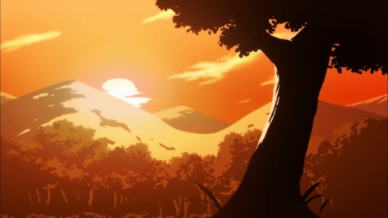 sunset over mountains