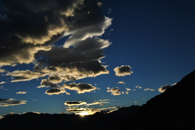 Sunset over Mountains — Blue, Dramatic, Photograph