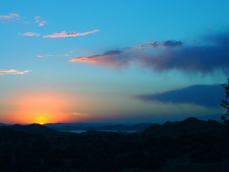 Sunset over Mountains — Blue, Serene, Photograph, Clouds