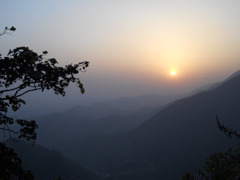 Sunset over Mountains — Blue, Serene, Photograph, Trees
