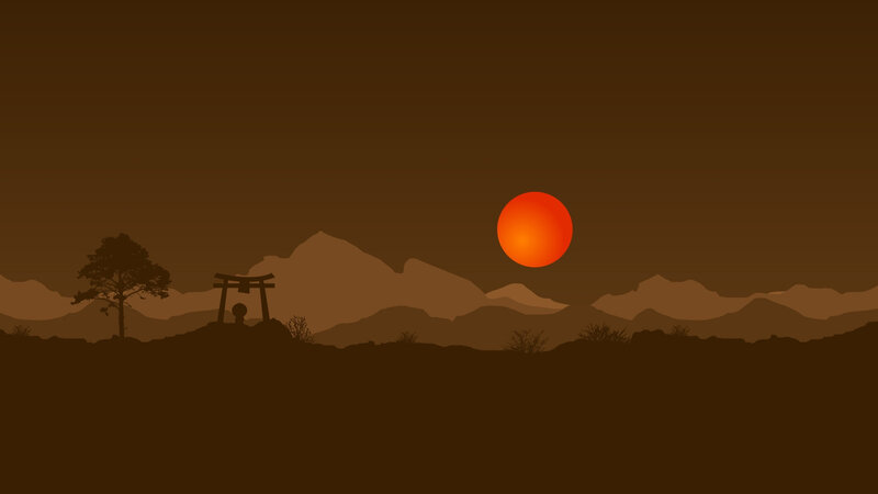Sunset over Mountains — Brown