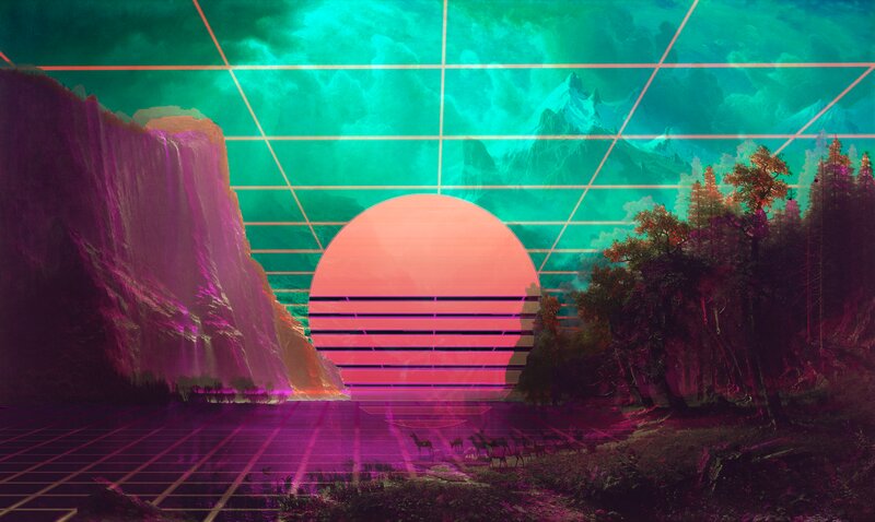 Sunset over Mountains — Green