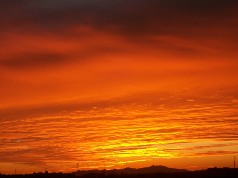 Sunset over Mountains — Orange, Dramatic, Photograph, Clouds, Silhouette