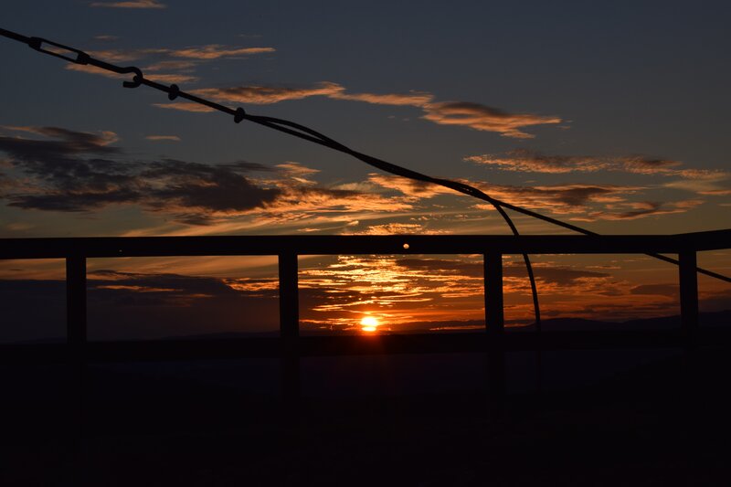 Sunset over Mountains — Orange, Dramatic, Photograph, Fence, Wire