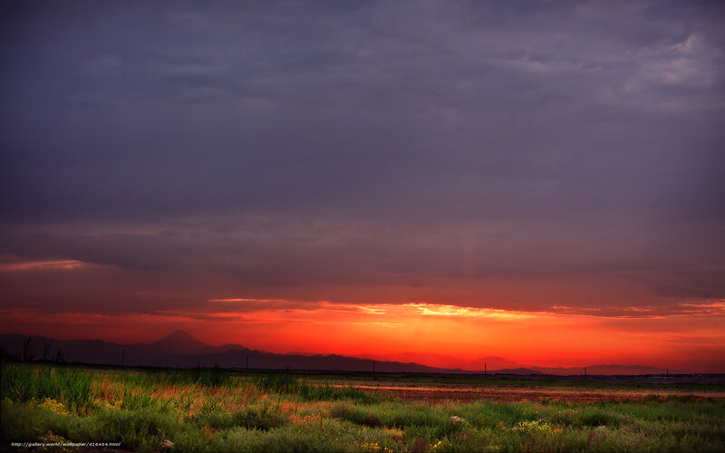 Sunset over Mountains — Orange, Dramatic, Photograph, Sky