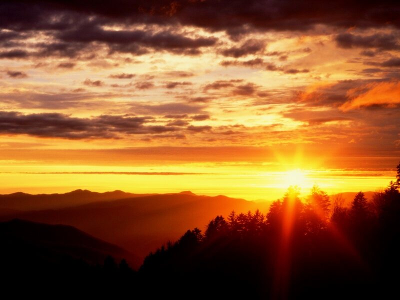 Sunset over Mountains — Orange, Dramatic