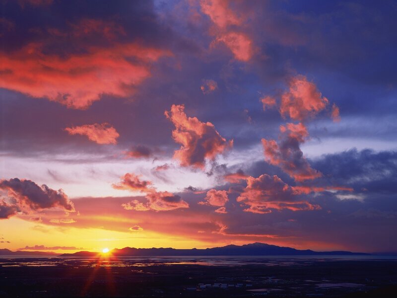 Sunset over Mountains — Orange, Purple