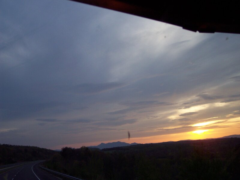 Sunset over Mountains — Orange, Serene, Photograph, Road