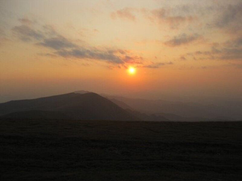 Sunset over Mountains — Orange, Serene, Photograph