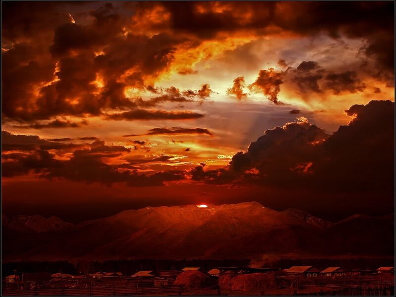 Sunset over Mountains — Orange