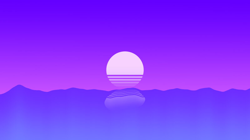 Sunset over Mountains — Purple, Serene, Digital Art