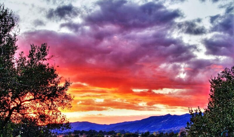 Sunset over Mountains — Red