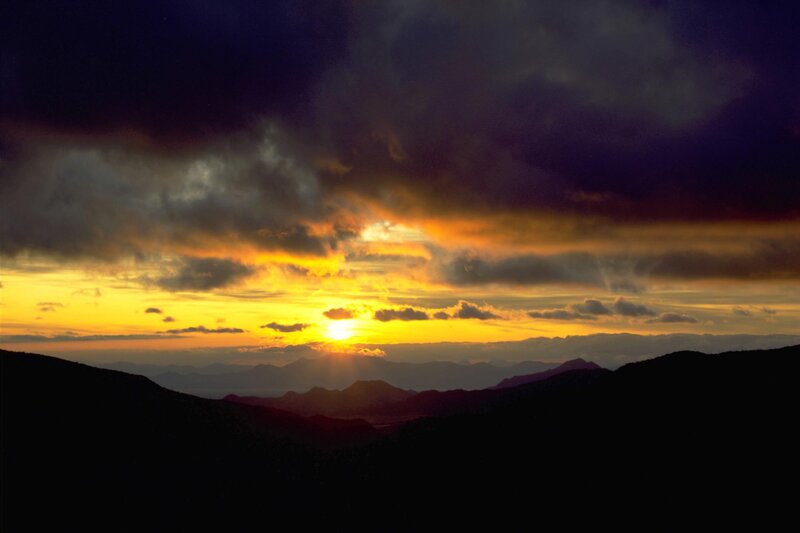 Sunset over Mountains — Yellow, Dramatic, Photograph
