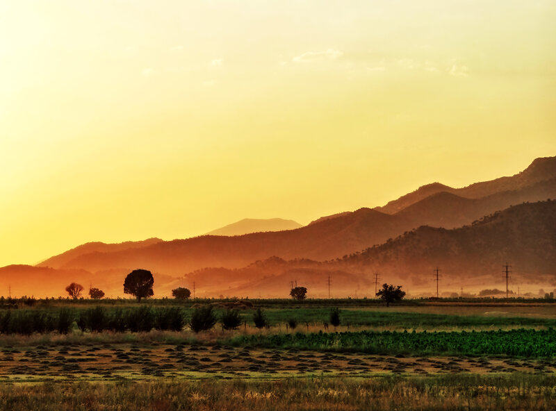 Sunset over Mountains — Yellow, Serene