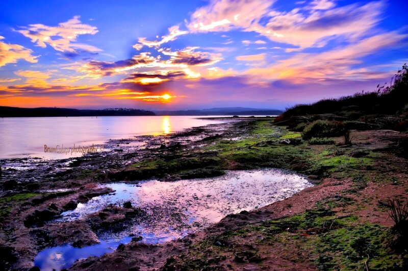 Sunset over Muddy Shore — Blue