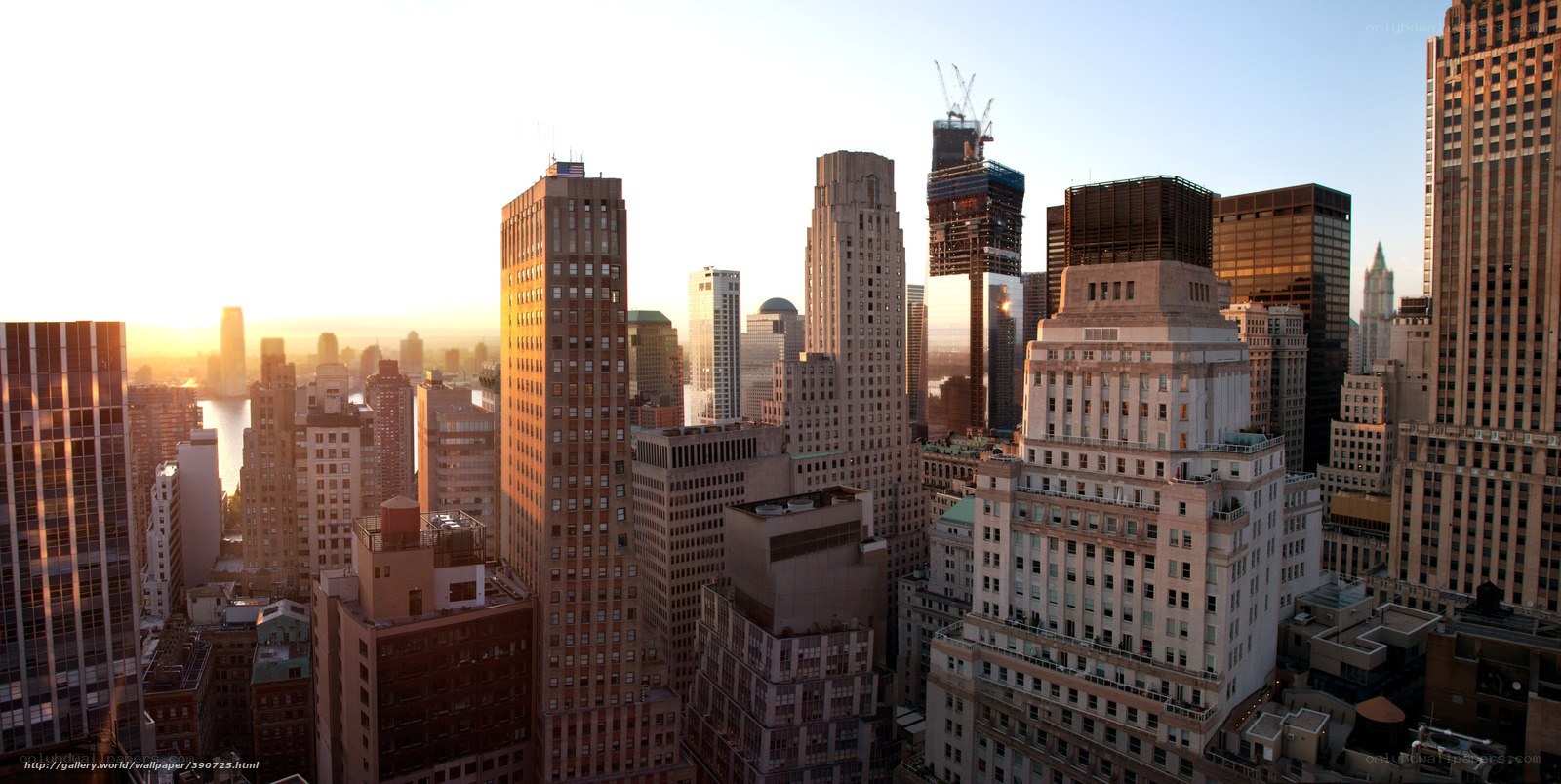 Sunset over New York City skyline